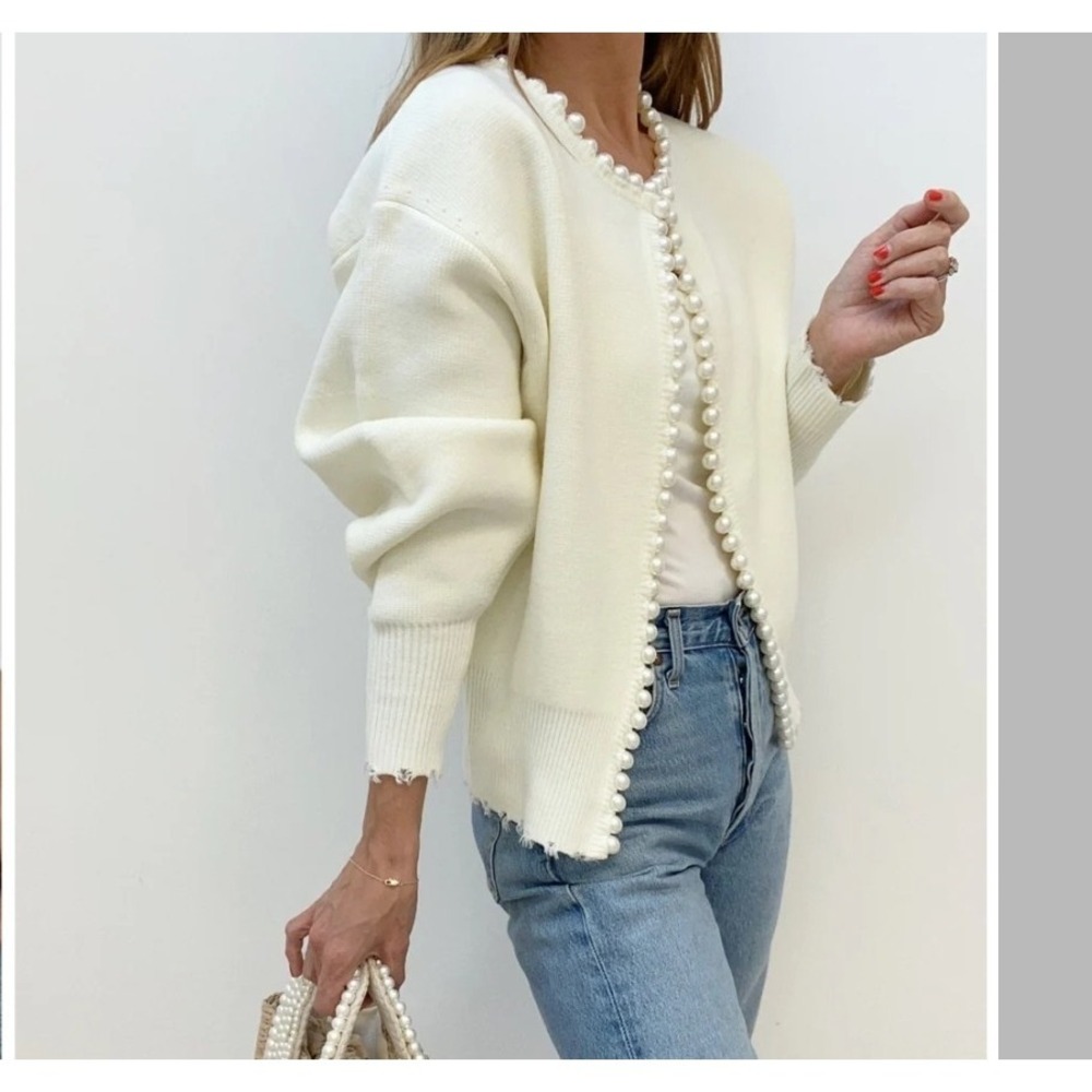 Commense Pearl Cardigan Ivory Size S Sea Side Grandmacore Career Casual Party - Picture 3 of 8